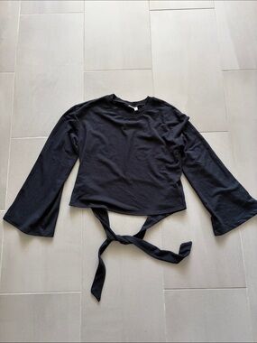 Make + Model Black Tie-back Long Sleeve Top
